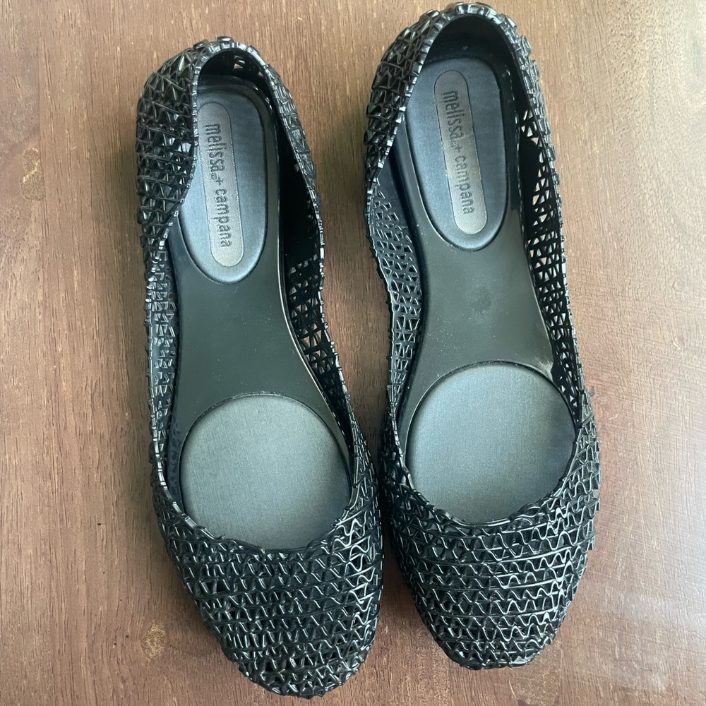 Melissa + campana black jelly ballet flats